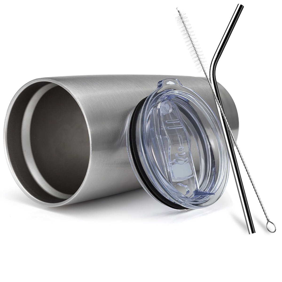 20oz Stainless Steel Insulated Tumbler with Lid and Straw 8 Pack D91736