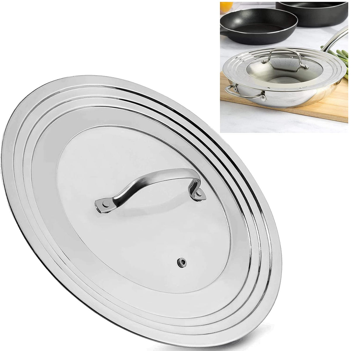 Stainless Steel Universal Lid for Pots, Pans and Skillets E18489