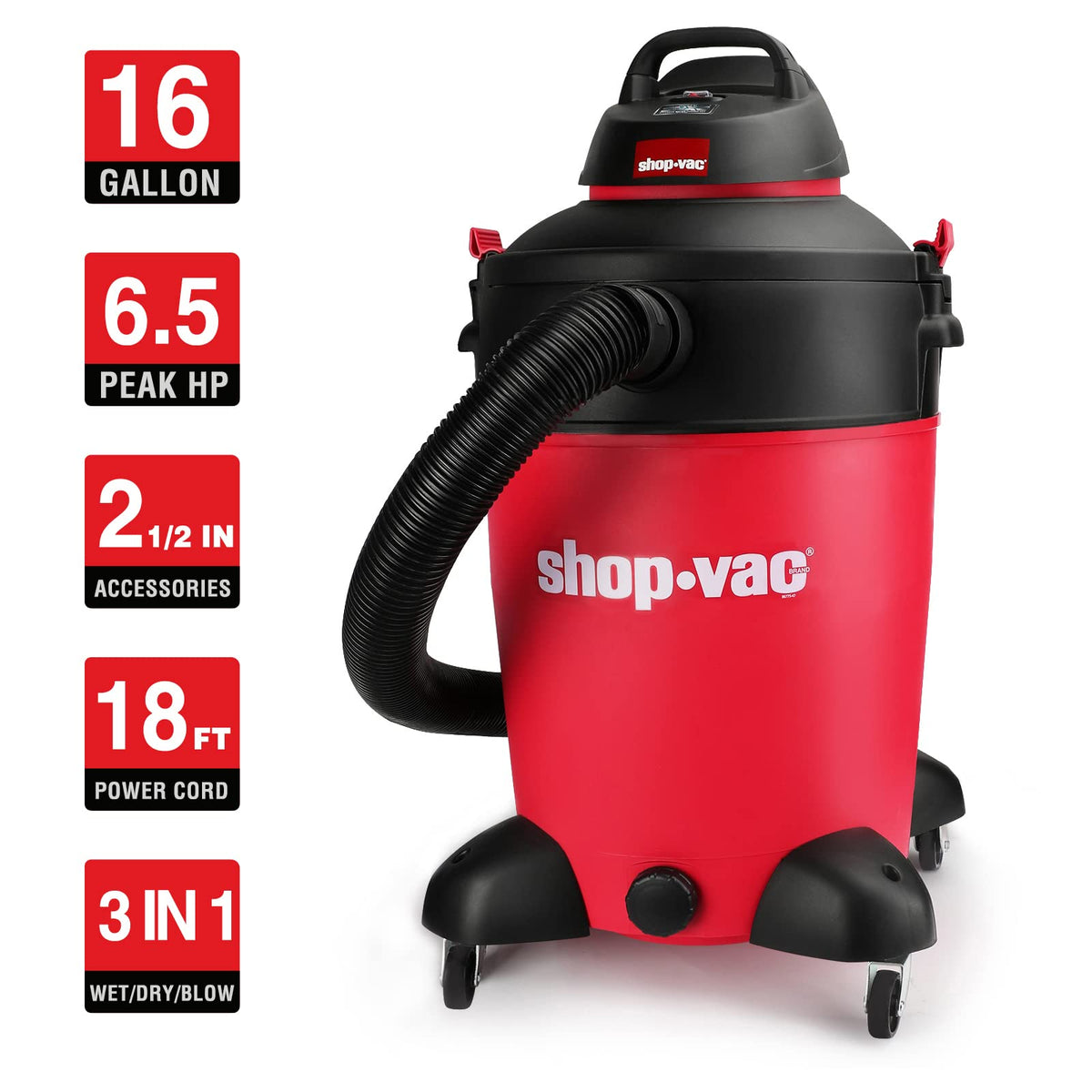 16 Gallon 6.5 Peak HP Wet/Dry Vacuum A5586