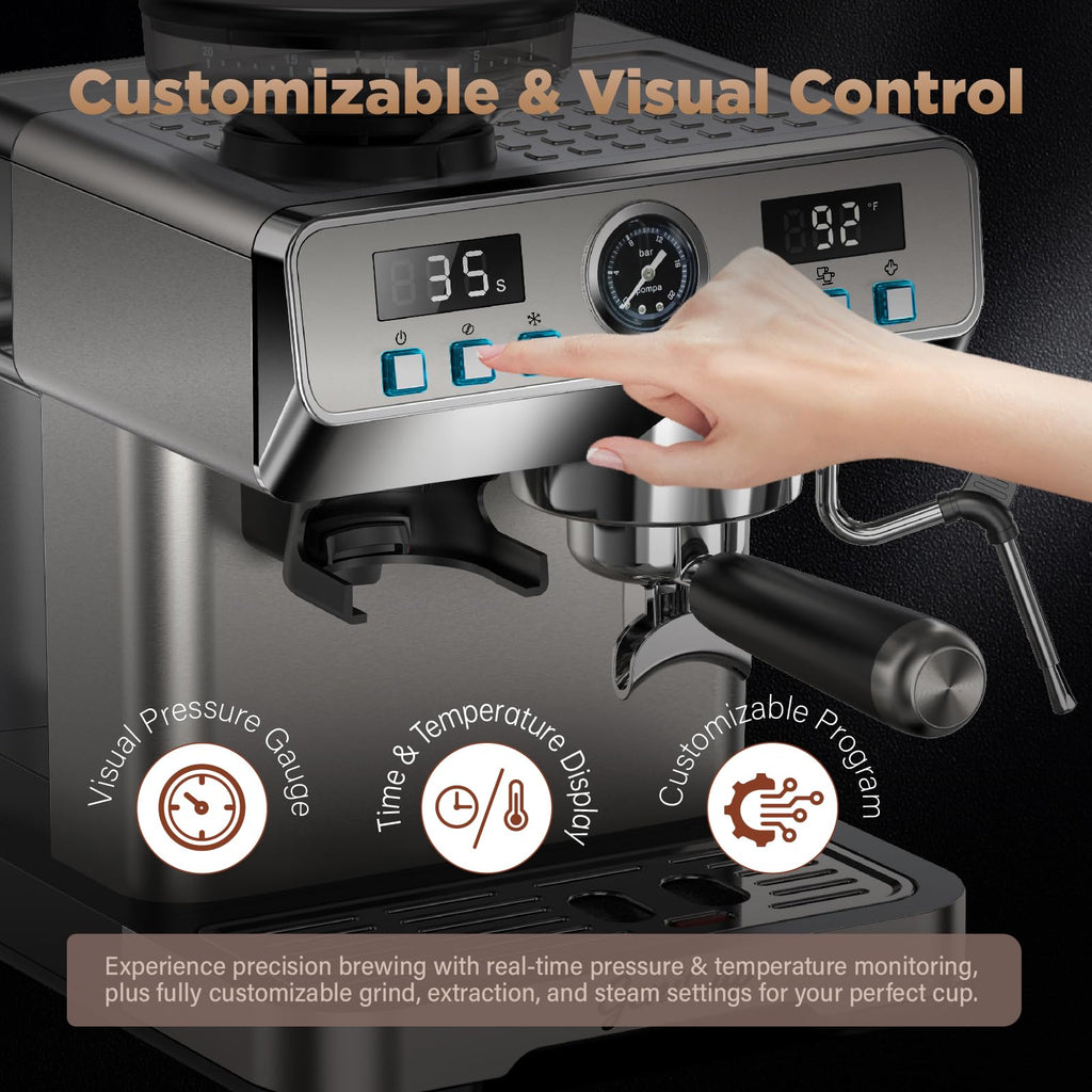 Espresso Machine with Grinder 20 Bar 68oz Water Tank V450