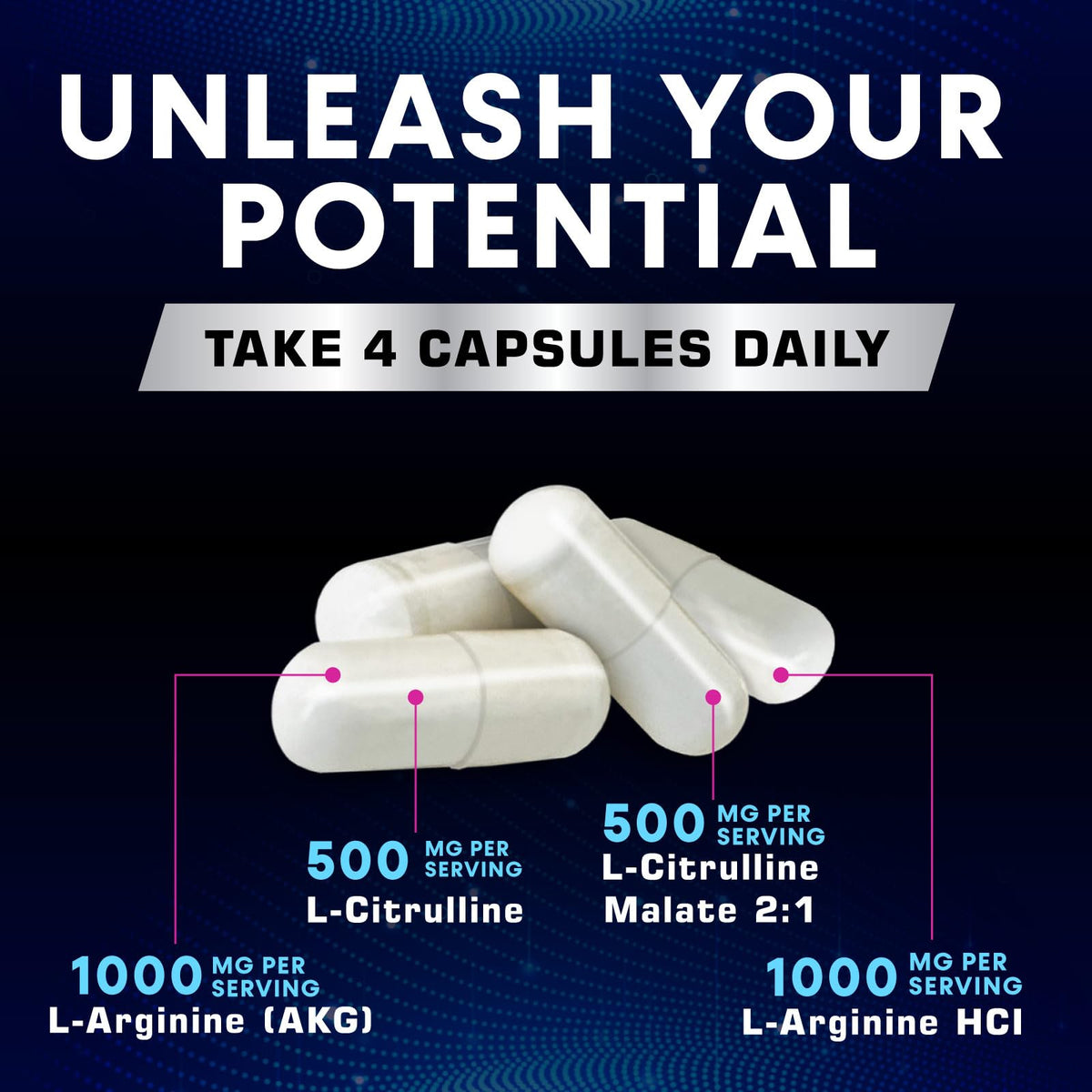 3000mg L-Arginine & L-Citrulline Nitric Oxide Supplement 240 Capsules C576