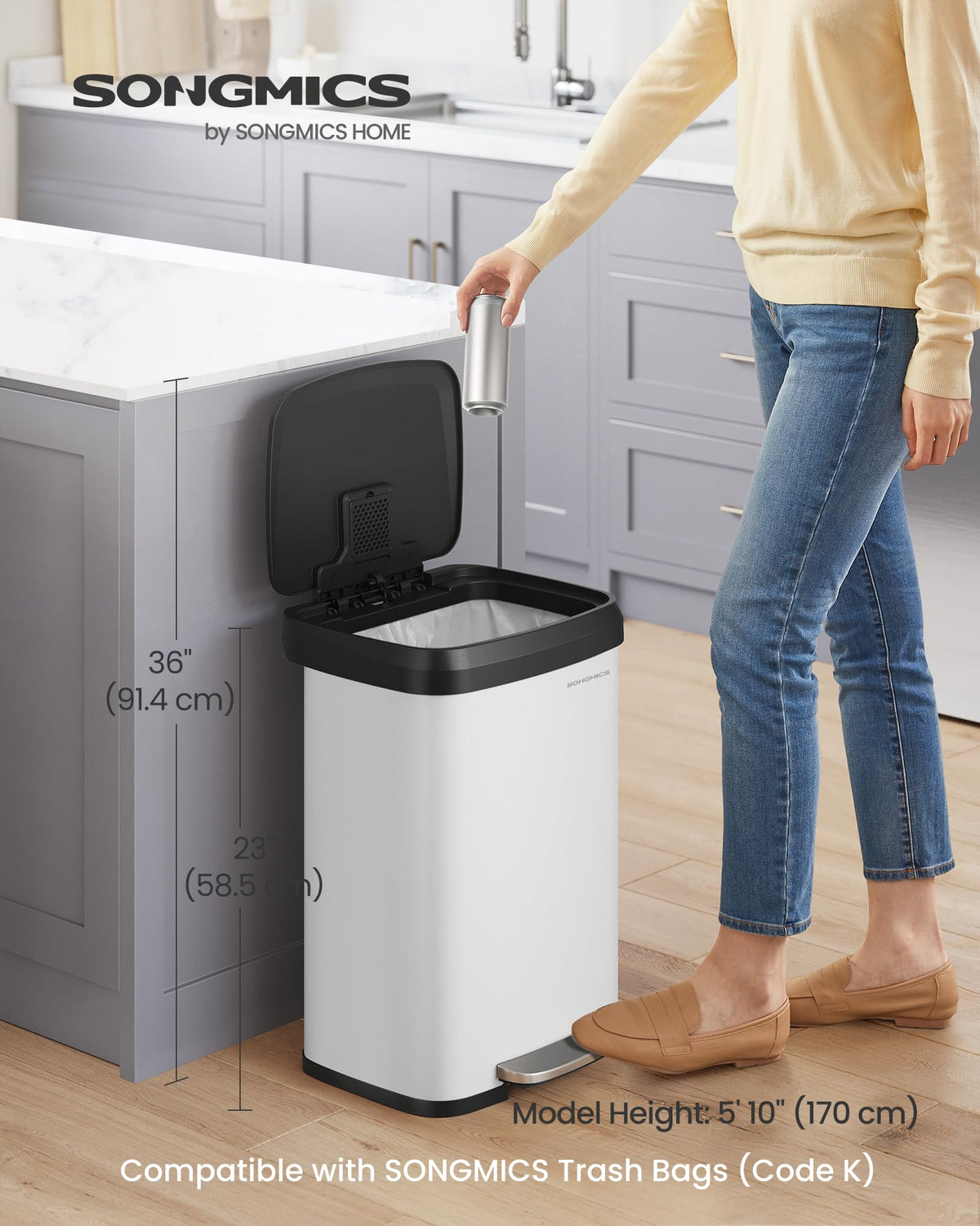13 Gallon Stainless Steel Kitchen Trash Can N6736