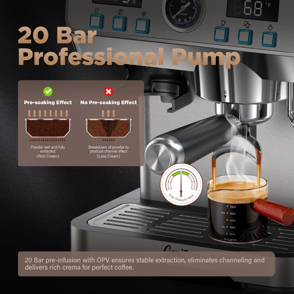 Espresso Machine with Grinder 20 Bar 68oz Water Tank V450