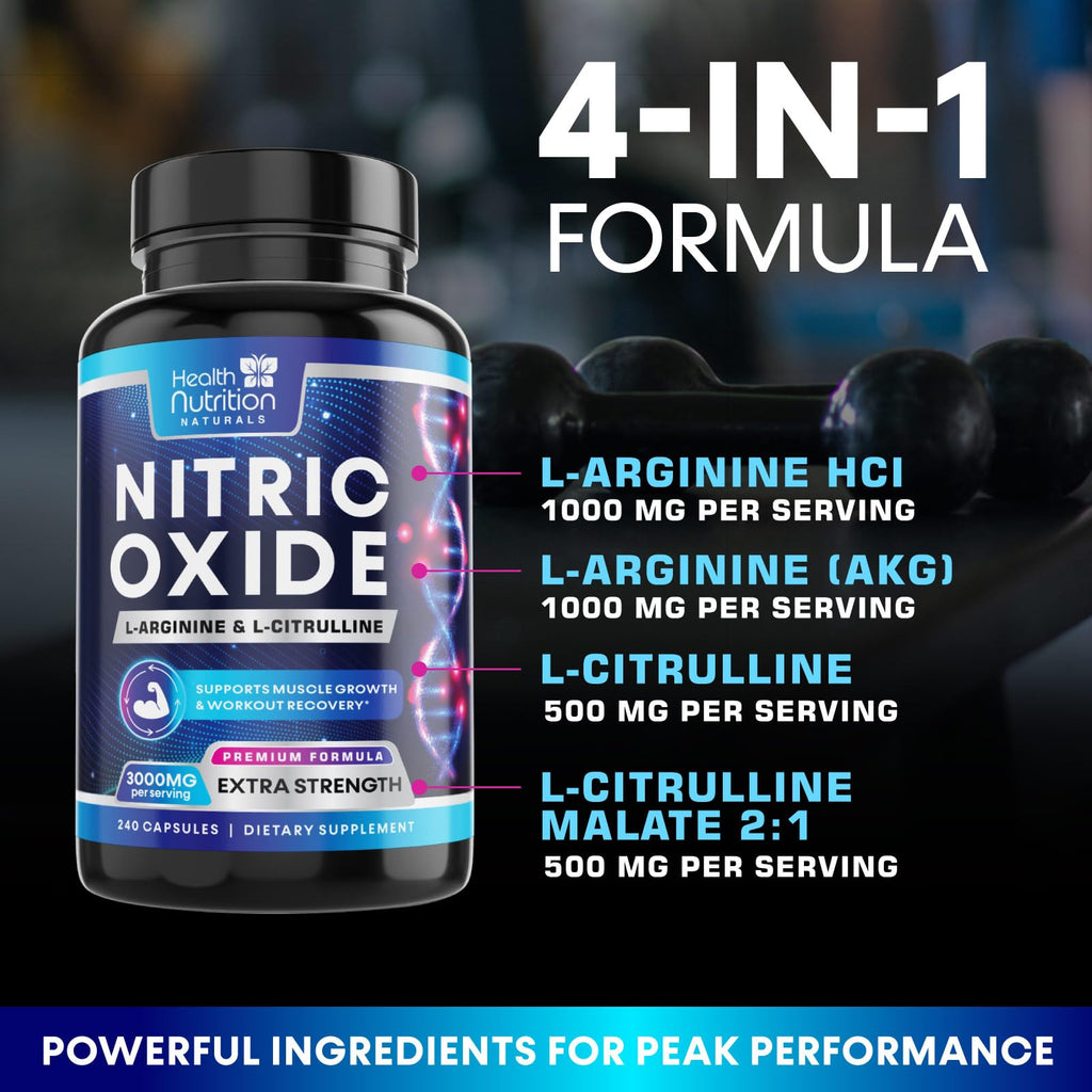 3000mg L-Arginine & L-Citrulline Nitric Oxide Supplement 240 Capsules C576
