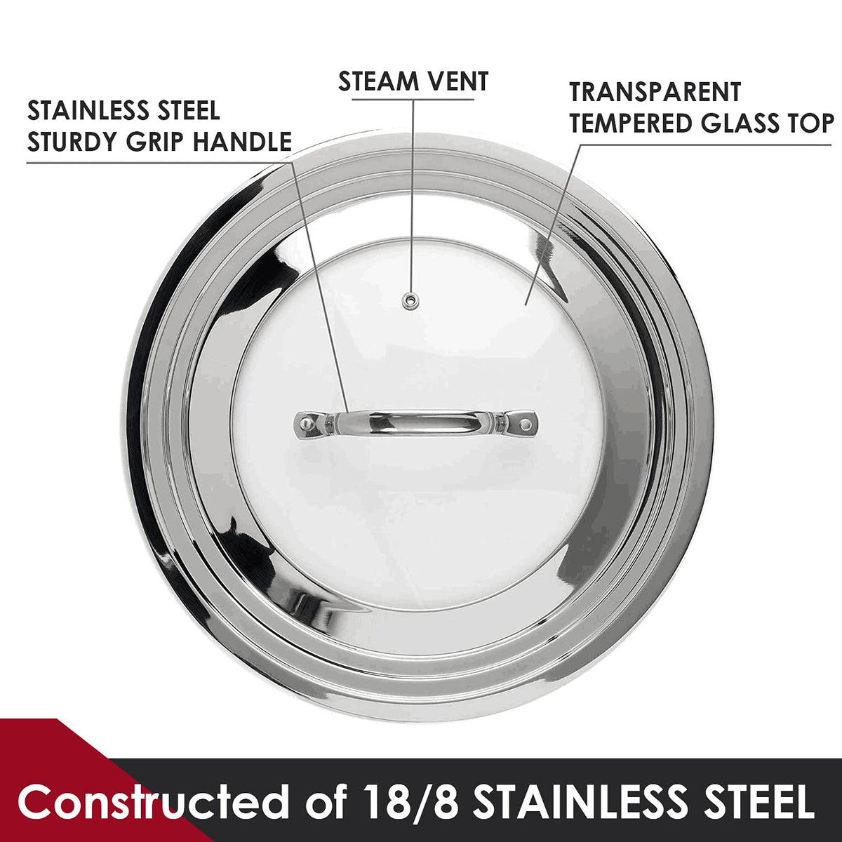 Stainless Steel Universal Lid for Pots, Pans and Skillets E18489