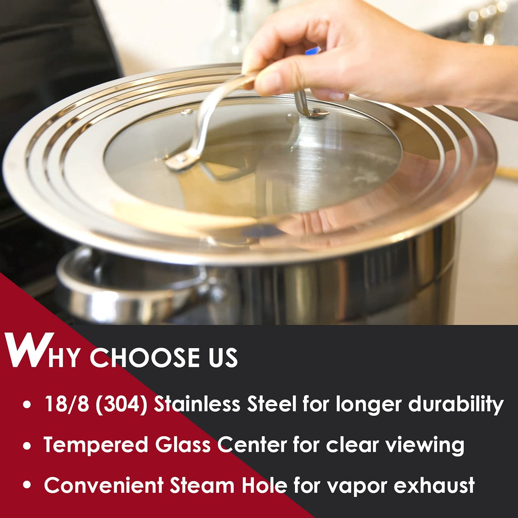 Stainless Steel Universal Lid for Pots, Pans and Skillets E18489