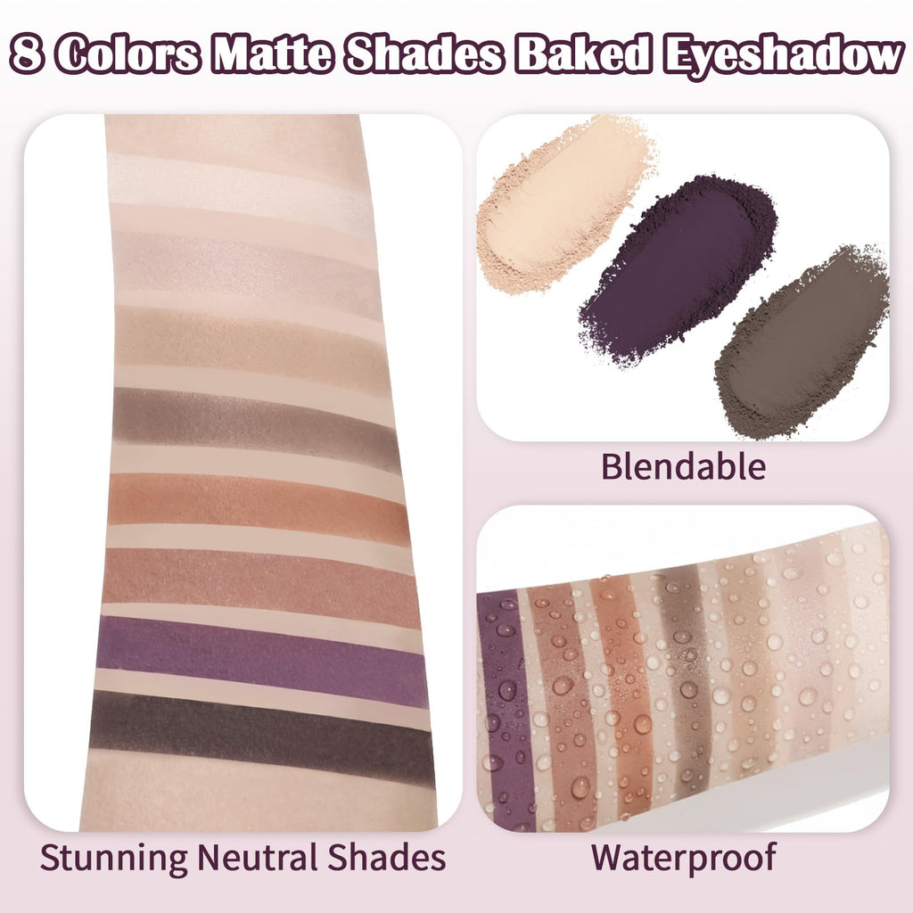 8 Color Nude Smokey Baked Matte Eyeshadow Palette B55577