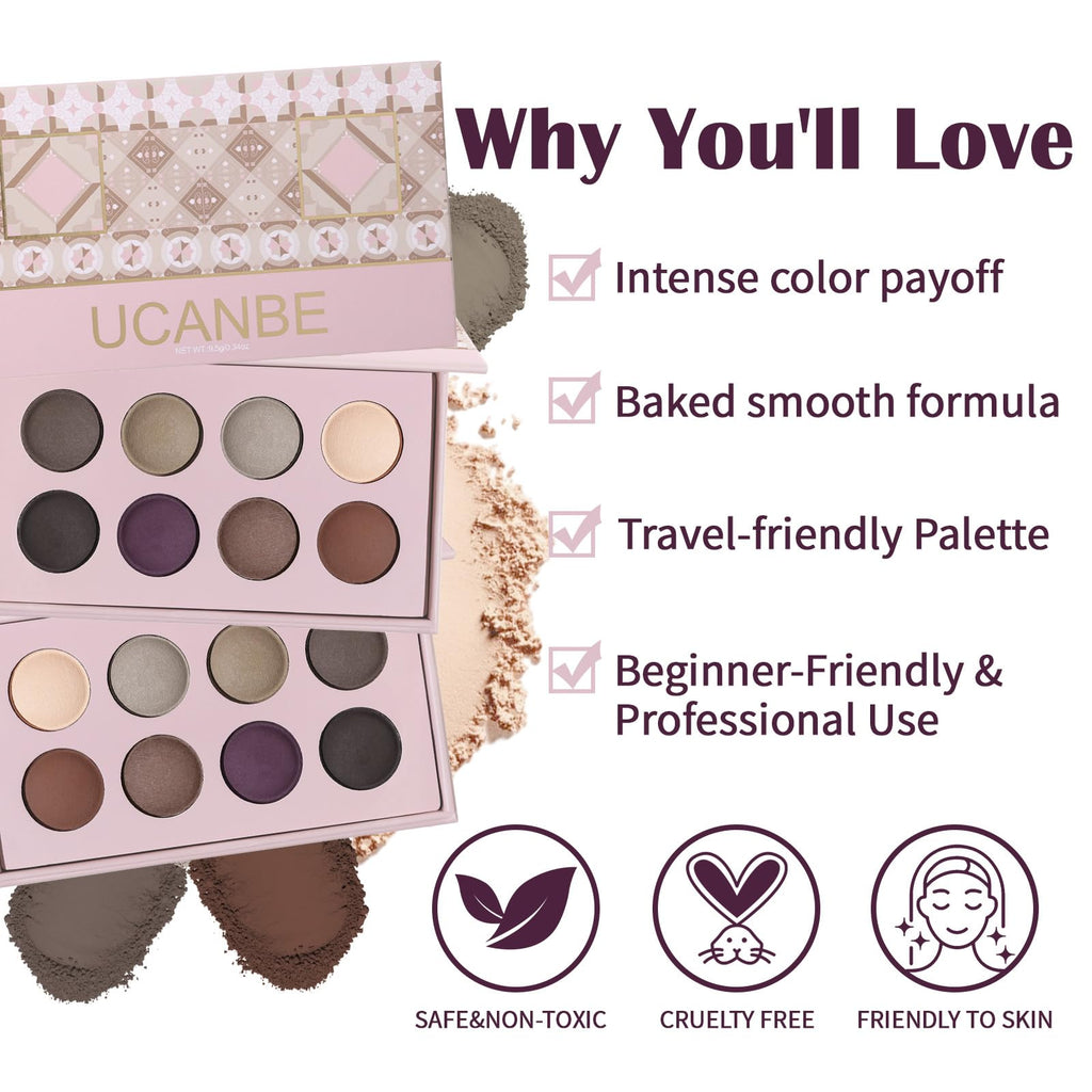 8 Color Nude Smokey Baked Matte Eyeshadow Palette B55577