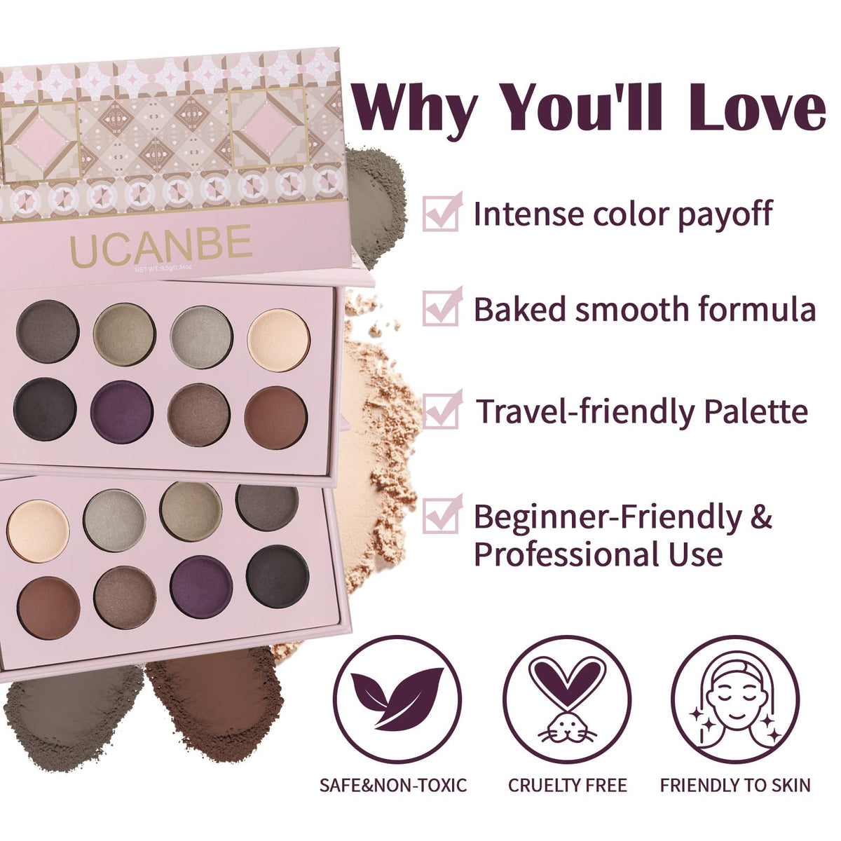 8 Color Nude Smokey Baked Matte Eyeshadow Palette B55577