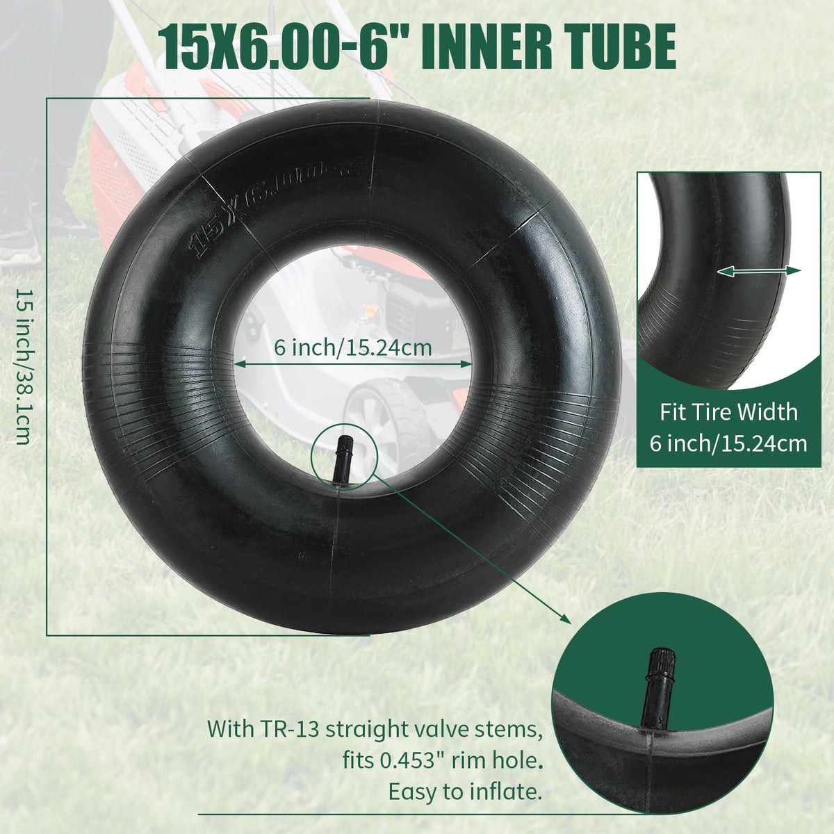 2 Pack 15x6.00-6 Inner Tubes with TR-13 Valve Stem Y441755