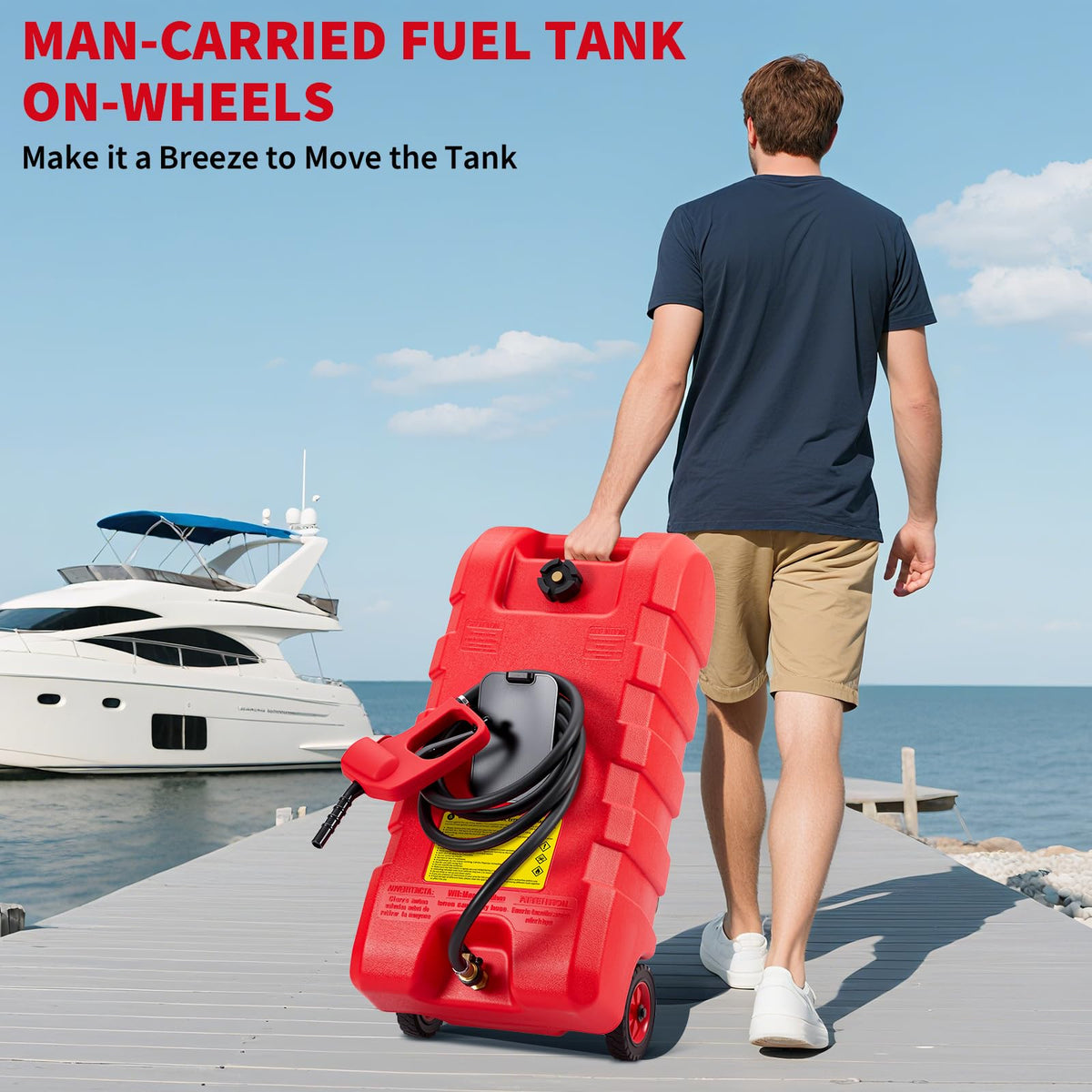 15 gal Gas Can with Manual Transfer Pump & 10 ft Hose I155