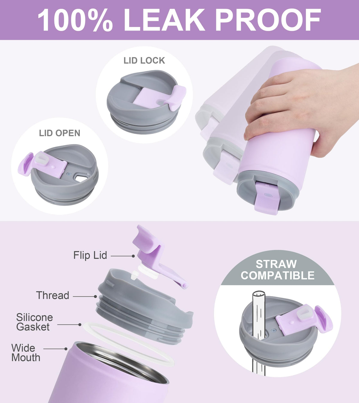 16 oz Leak Proof Stainless Steel Insulated Travel Coffee Mug K270032