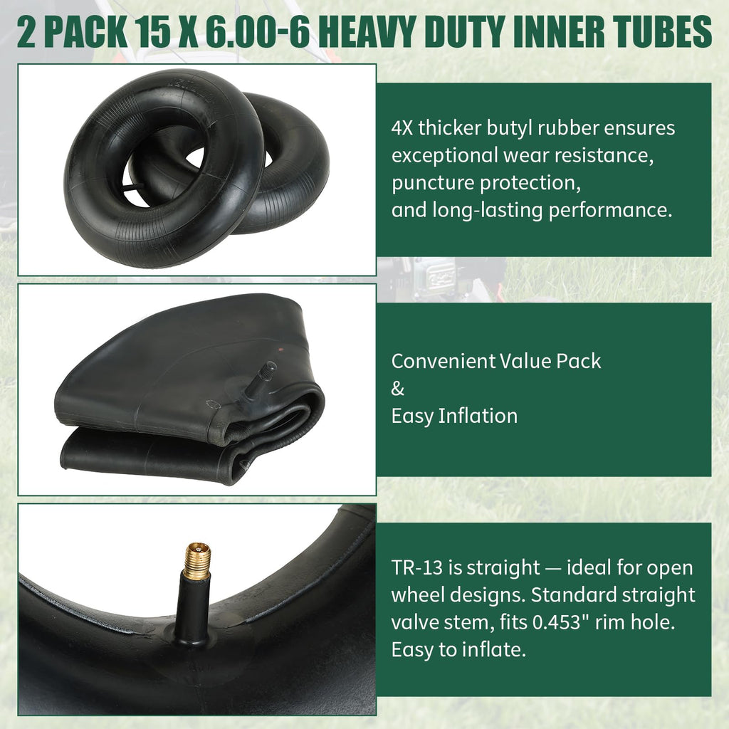 2 Pack 15x6.00-6 Inner Tubes with TR-13 Valve Stem Y441755