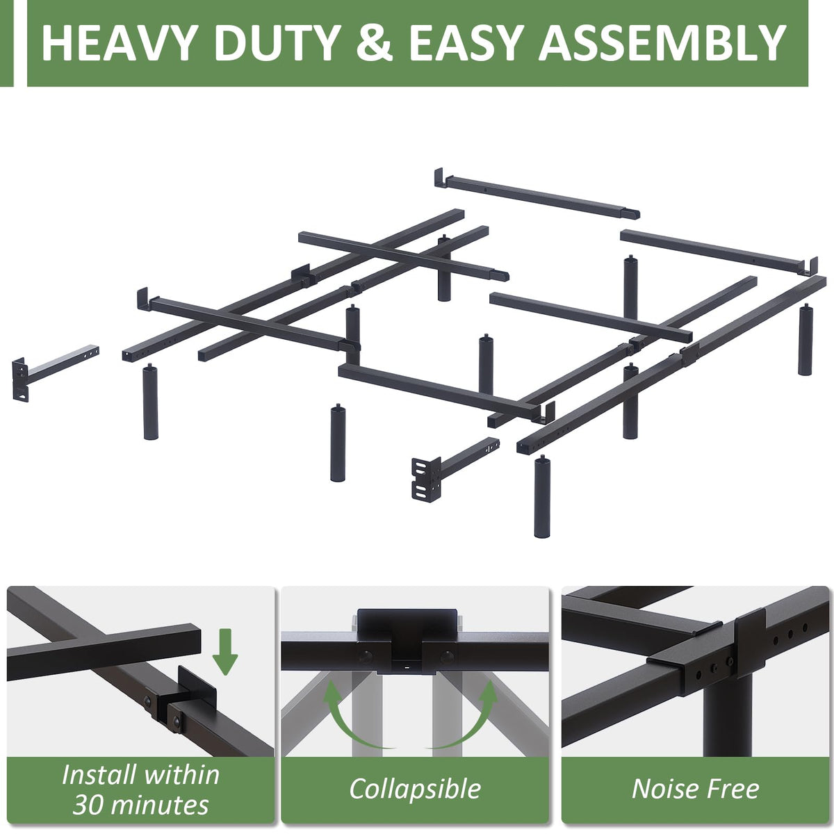 Queen Size Black Metal Bed Frame S552137