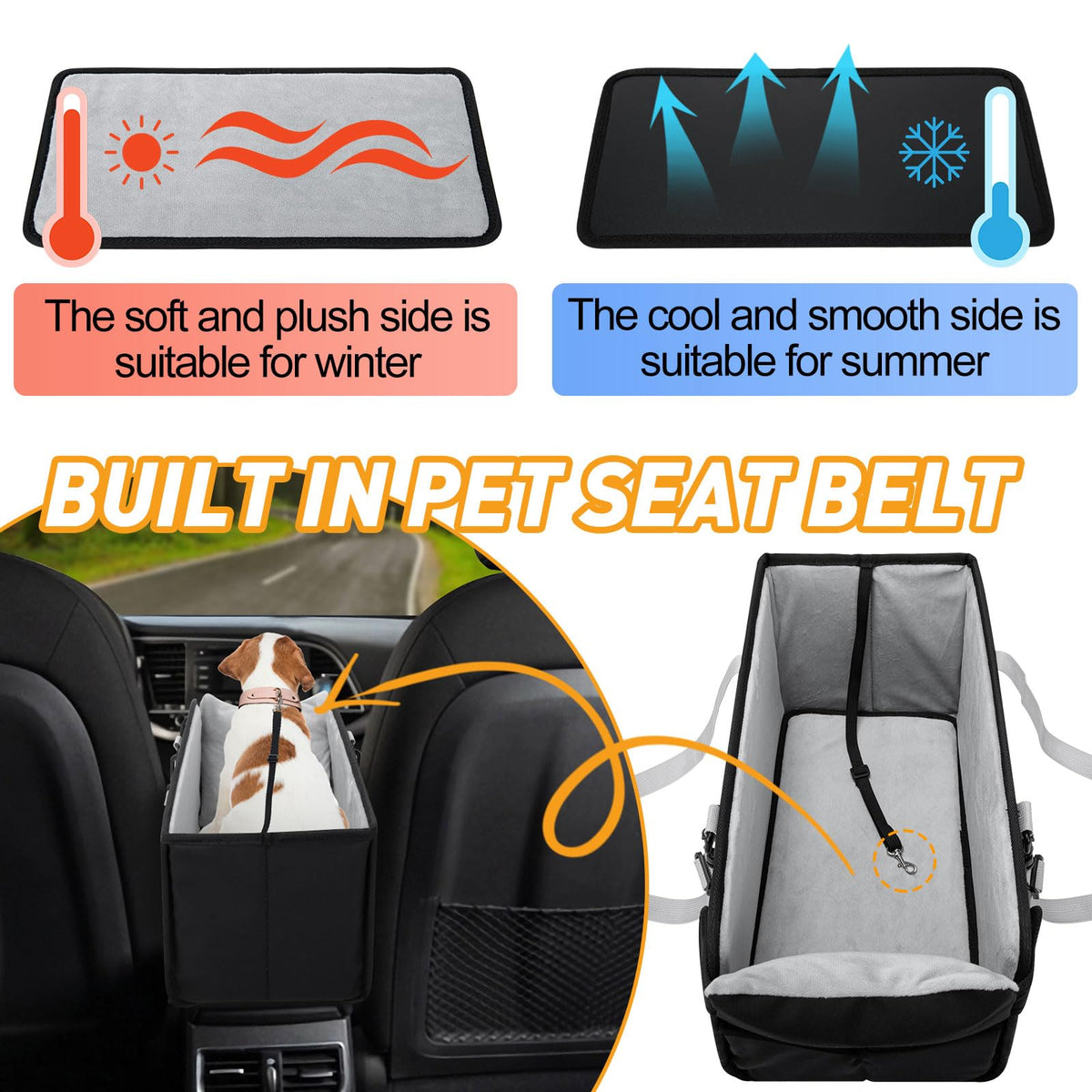 Portable Dog Car Seat for Small Dogs, Black V954