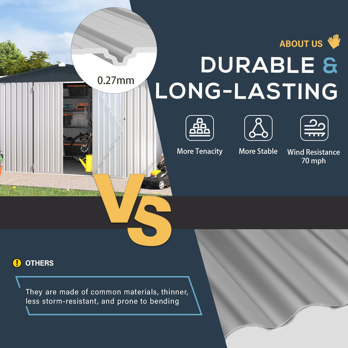 10' x 14' White Waterproof Metal Outdoor Storage Shed C3646