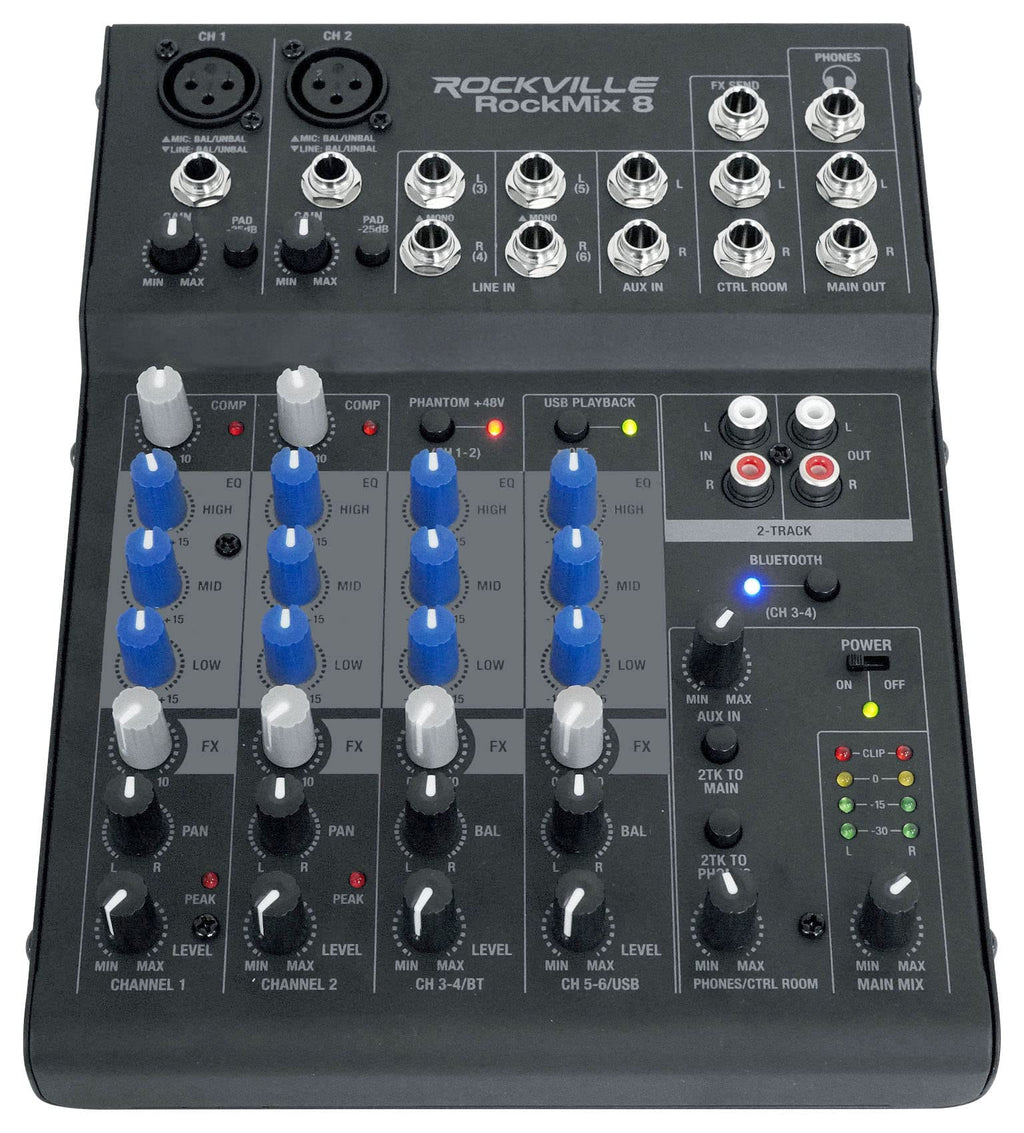 15" Powered PA Speaker Pair with 8 Mixer O792959