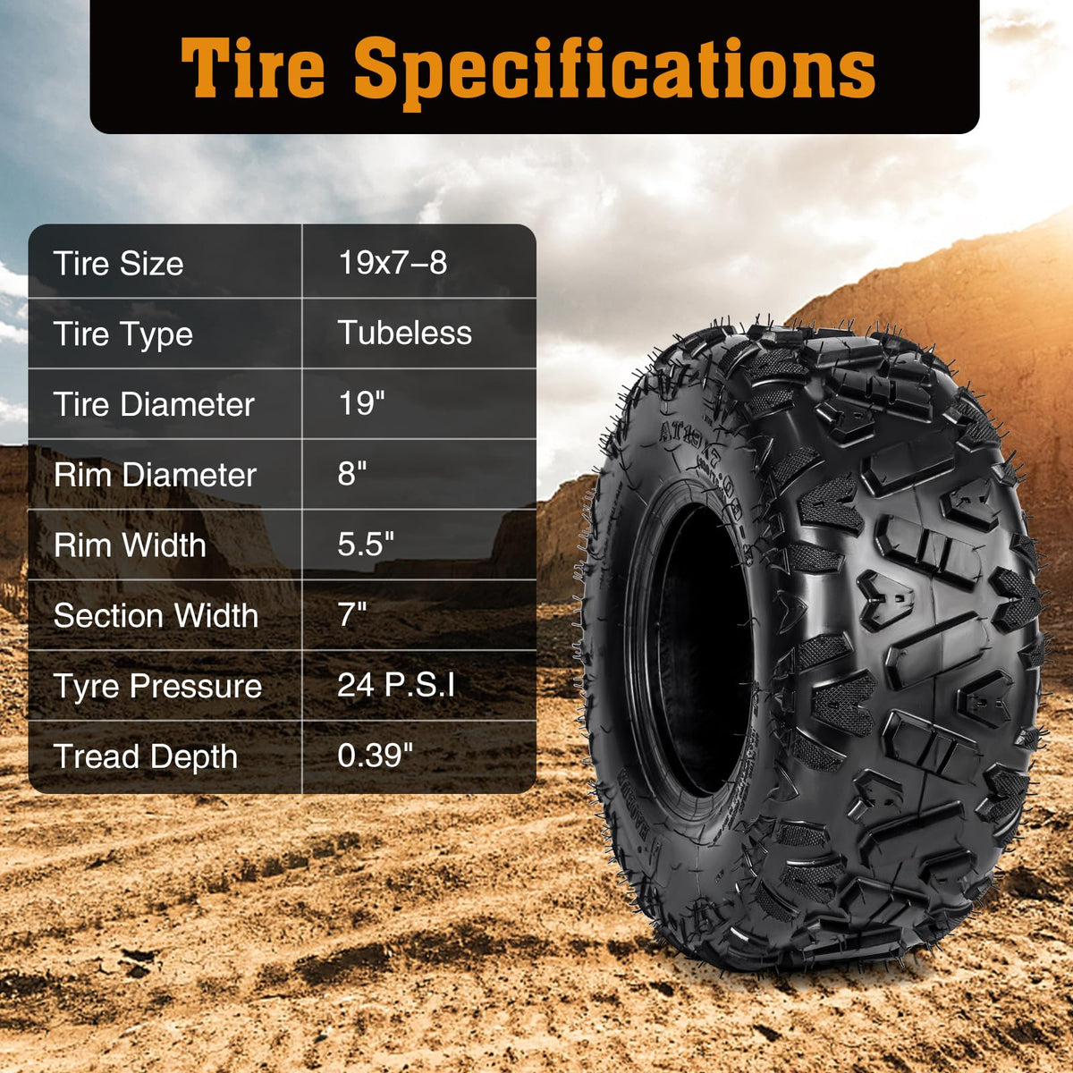 19x7-8 All-Terrain ATV UTV Tires 2 PCS C9328
