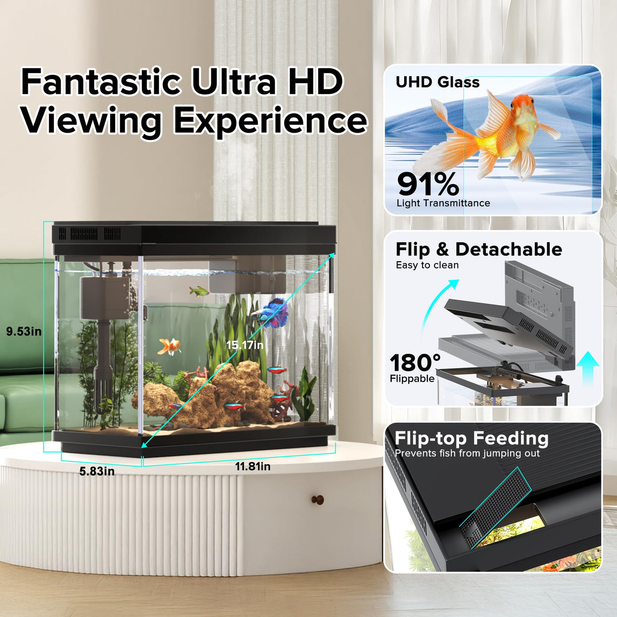 2.4-Gallon Aquarium Starter Kit with Quiet Pump U761