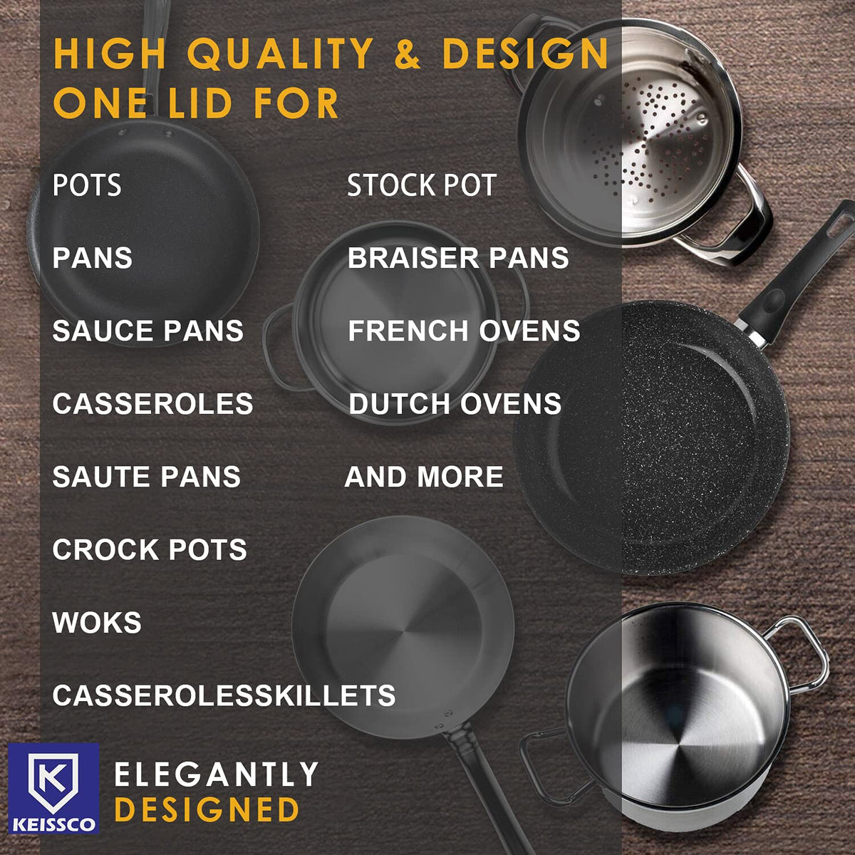 Stainless Steel Universal Lid for Pots, Pans and Skillets E18489