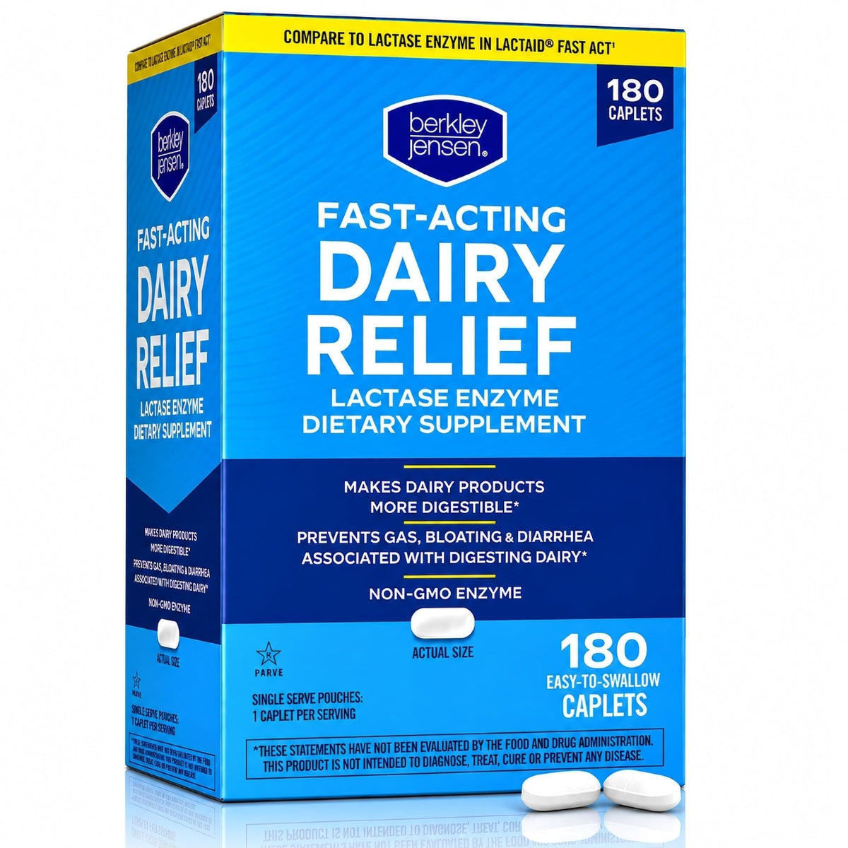 Maximum Strength Fast Acting Lactase Enzyme 9000 FCC Digestive Supplement, 180 Tablets M718
