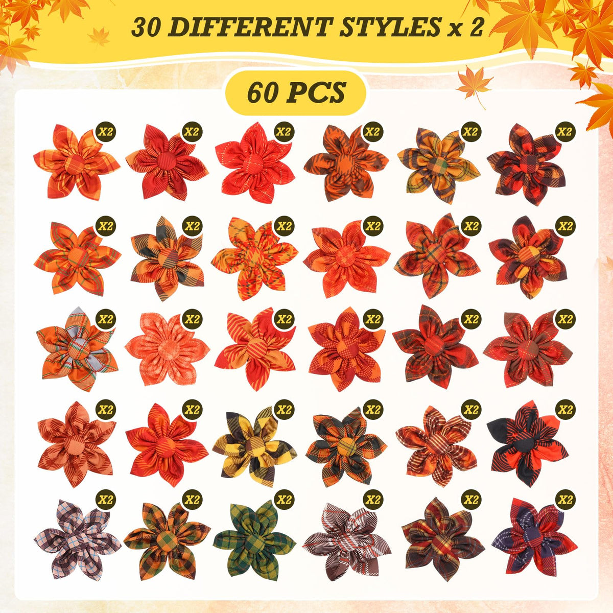 60 Pcs Fall Dog Collar G987