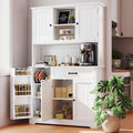 Tall White Kitchen Storage Cabinet with Door and Shelves Y203
