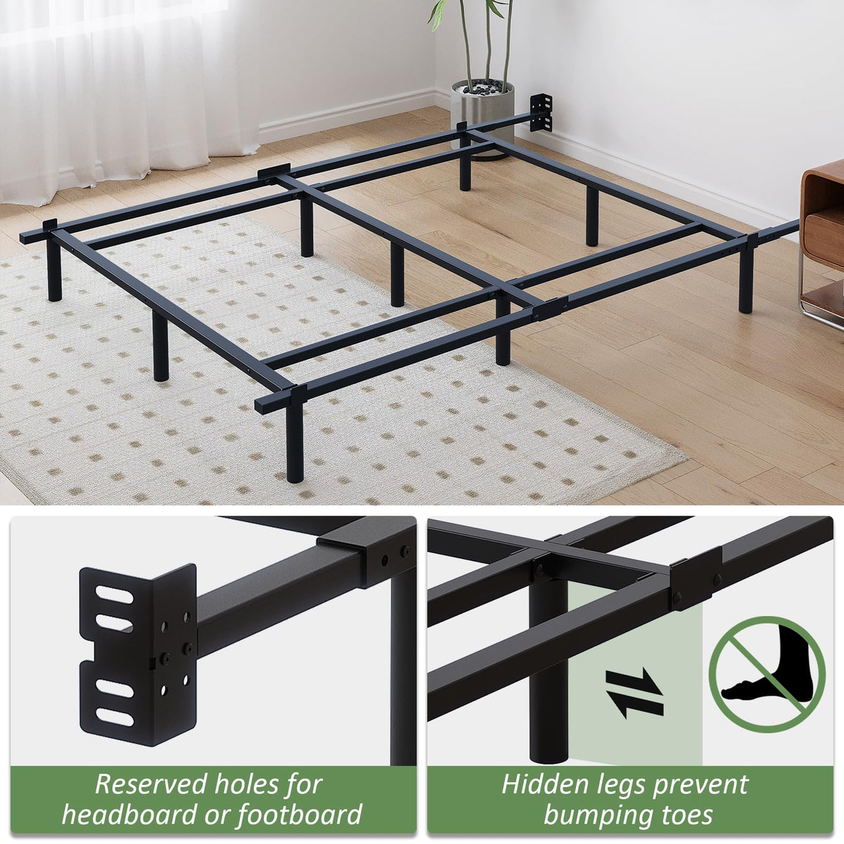 Queen Size Black Metal Bed Frame S552137