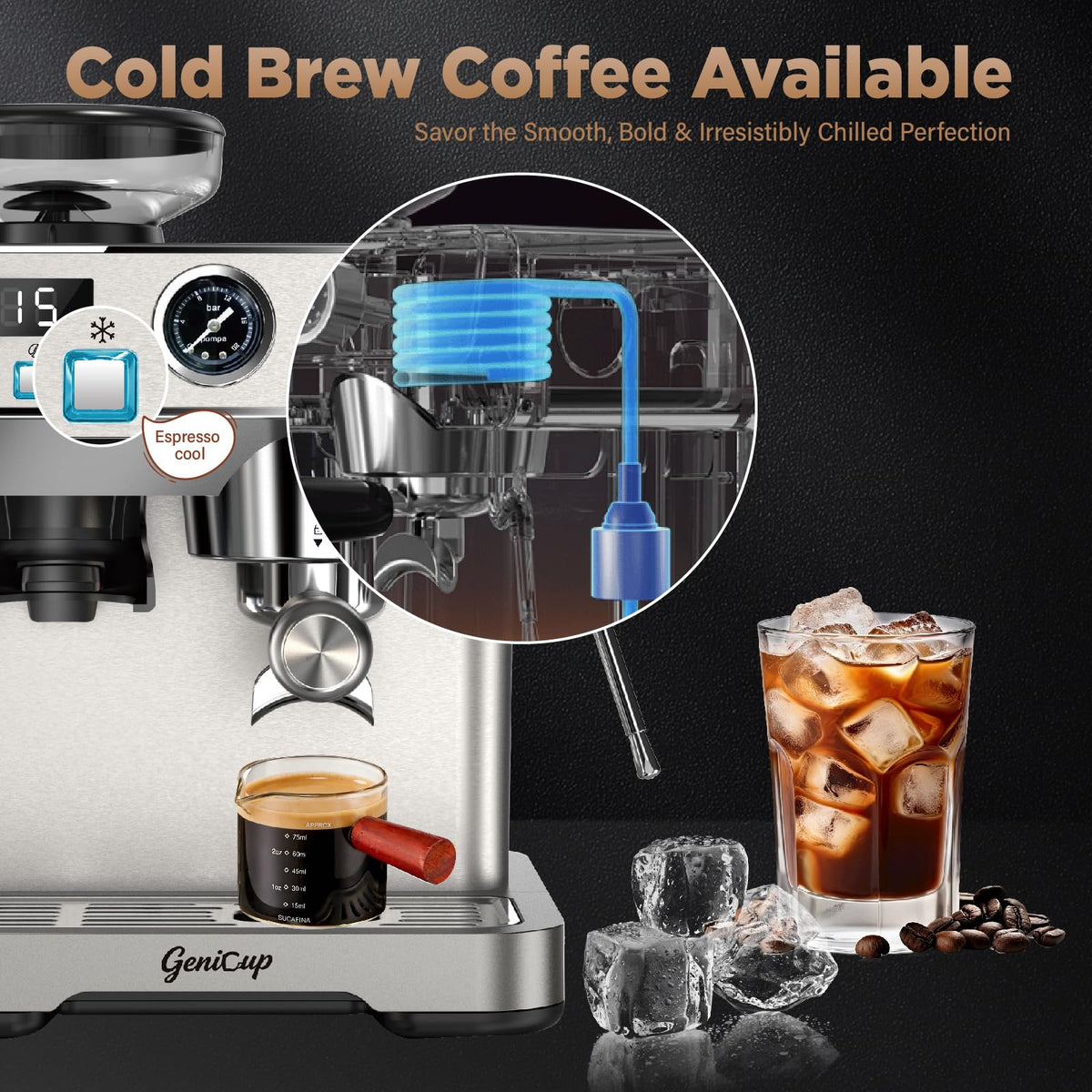 Espresso Machine with Grinder 20 Bar 68oz Water Tank V450