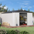 10' x 14' White Waterproof Metal Outdoor Storage Shed C3646
